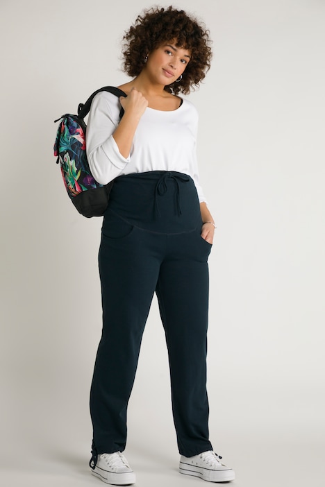 Bellieva-Sweatpants, extrabreiter Bund, Biobaumwolle