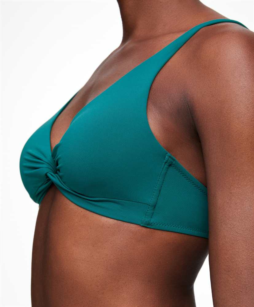 Top de biquíni com decote halter drapeado