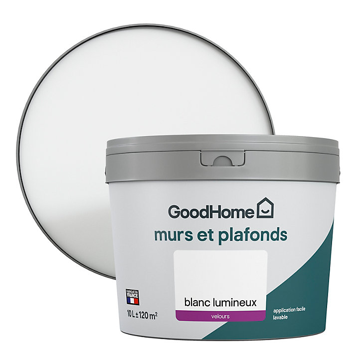 Peinture murs et plafonds GoodHome blanc velours 10L
