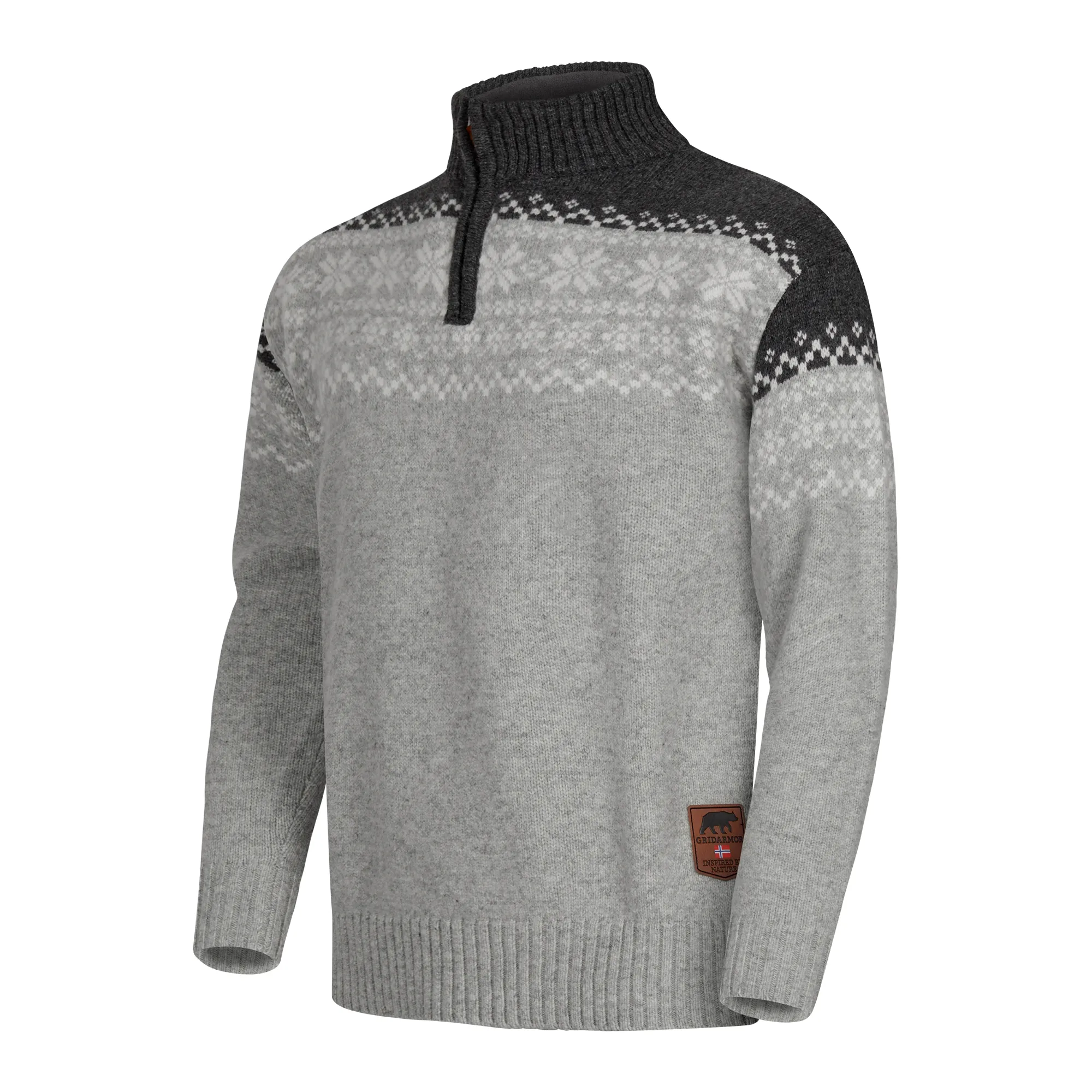 Gridarmor Snøkrystall Hz Ullgenser Men Light Grey/Dark Grey/White