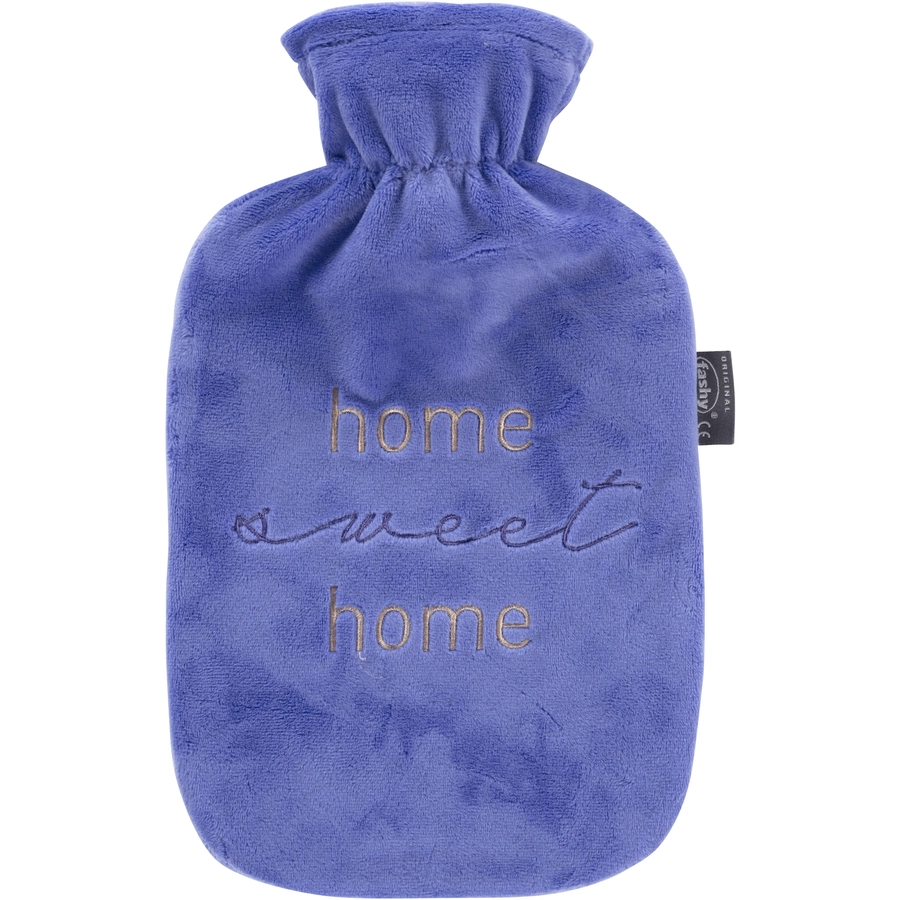 fashy® Wärmflasche 2L mit Flauschbezug und Stickerei, lila