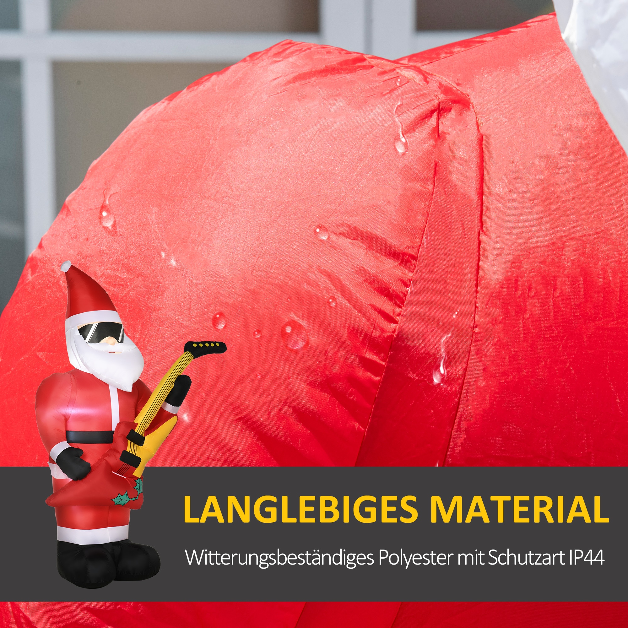 Outsunny Aufblasbare Weihnachtsdekoration mit LED-Beleuchtung rot 140L x 75B x 215H cm