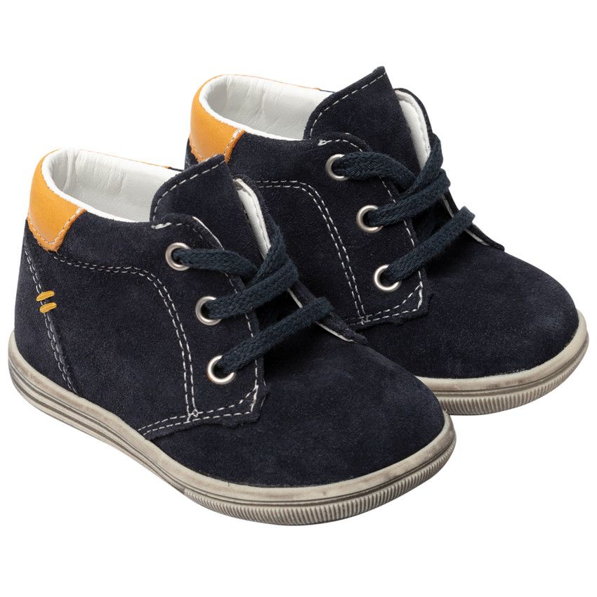 Bottillons bleu marine en cuir pour bébé garçon