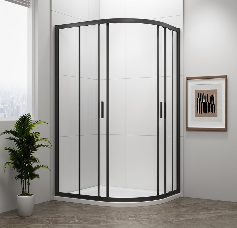 Polysan Easy Black kwartronde douchecabine 120x90cm zwart mat