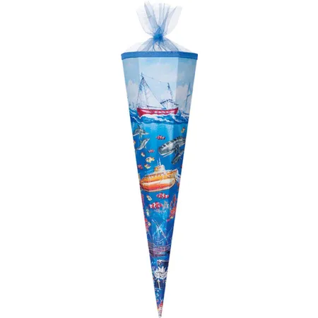 Nestler Schultüte Meereswelten mit Tüllverschluss, 6-eckig, 85 cm