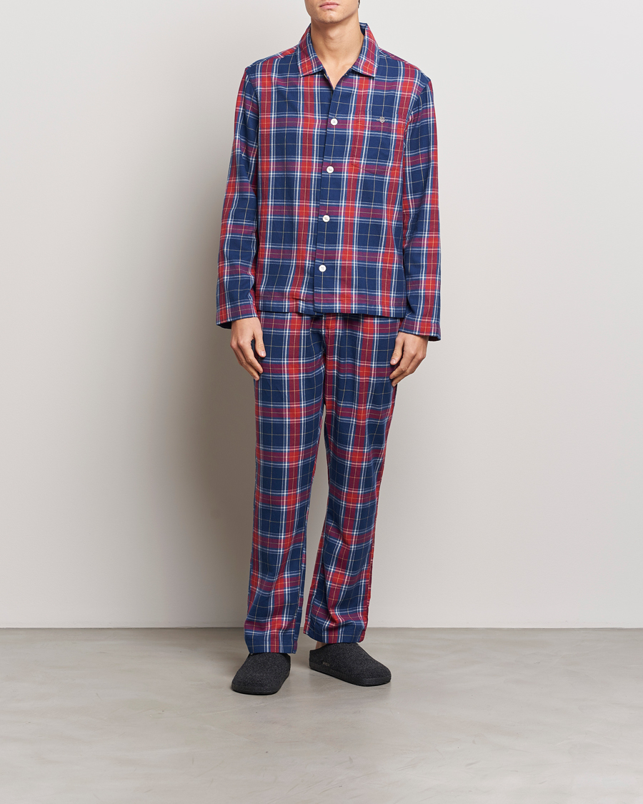 GANT Checked Flannel Pyjama Set Persian Blue