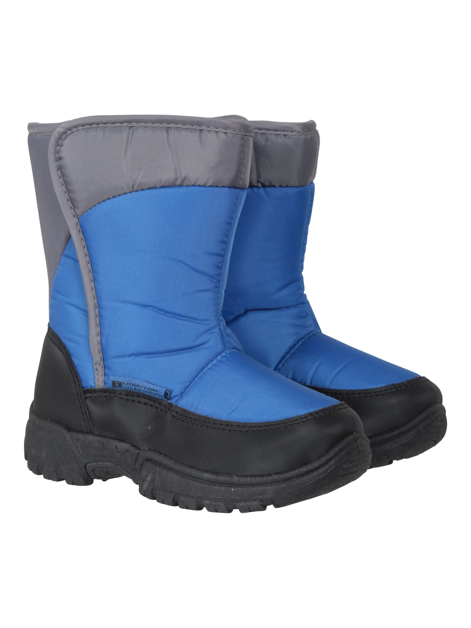 Blauw - Mountain Warehouse Caribou kindersneeuwlaarzen met enkele streep, sherpa voering en aangepaste pasvorm