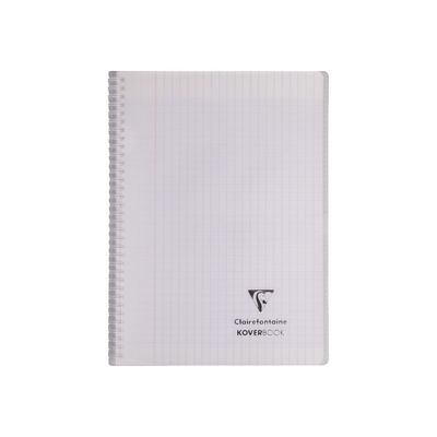 Clairefontaine Koverbook - Cahier à spirale polypro - A4 (21x29,7 cm) - 160 pages - grands carreaux (Seyes) - disponible dans différentes couleurs