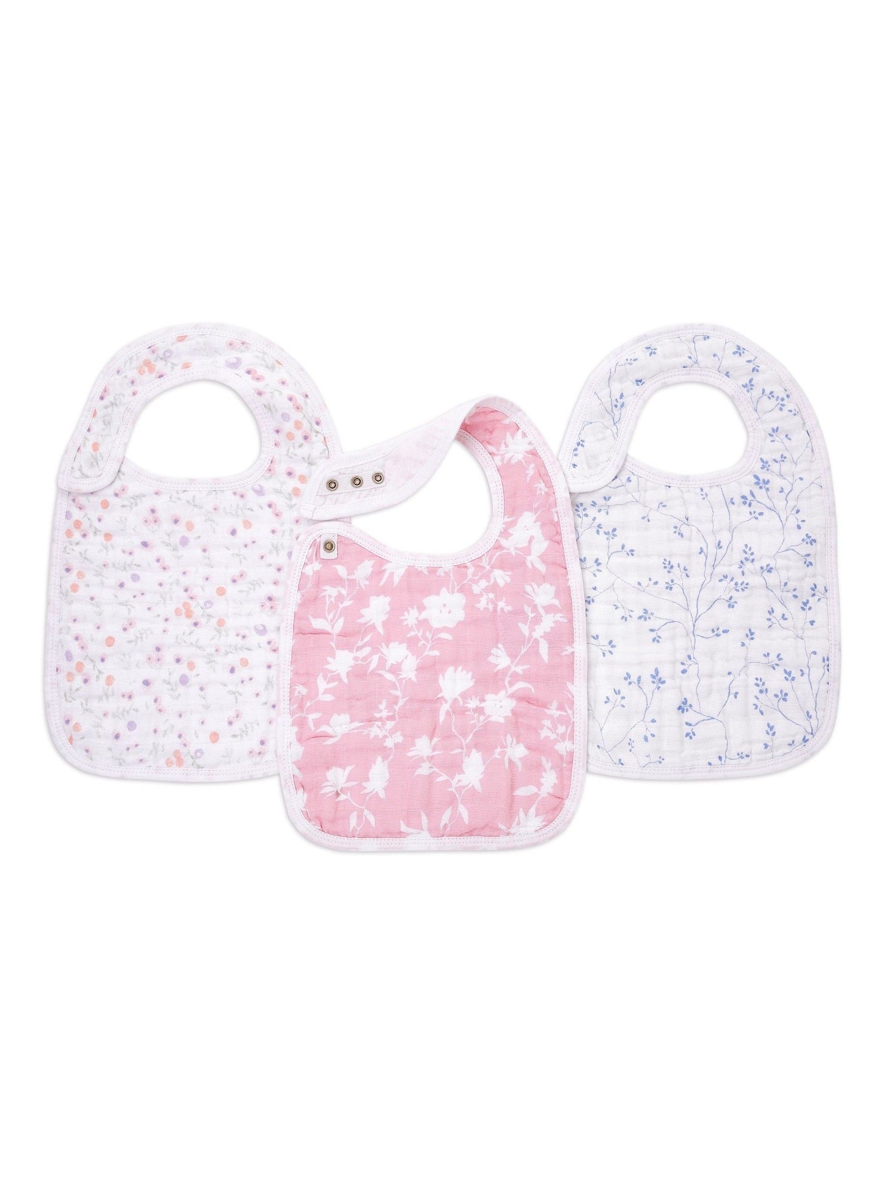 aden + anais Set van 3 100% katoenen slabbetjes met drukknoop