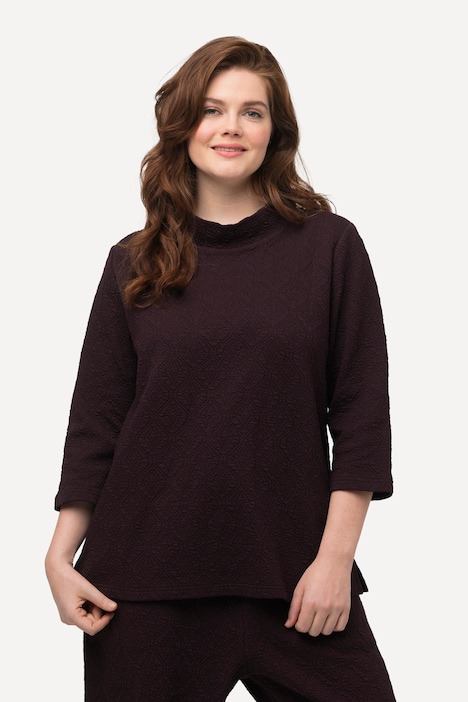 Sweatshirt, Struktur, Stehkragen, 3/4-Arm, Biobaumwolle