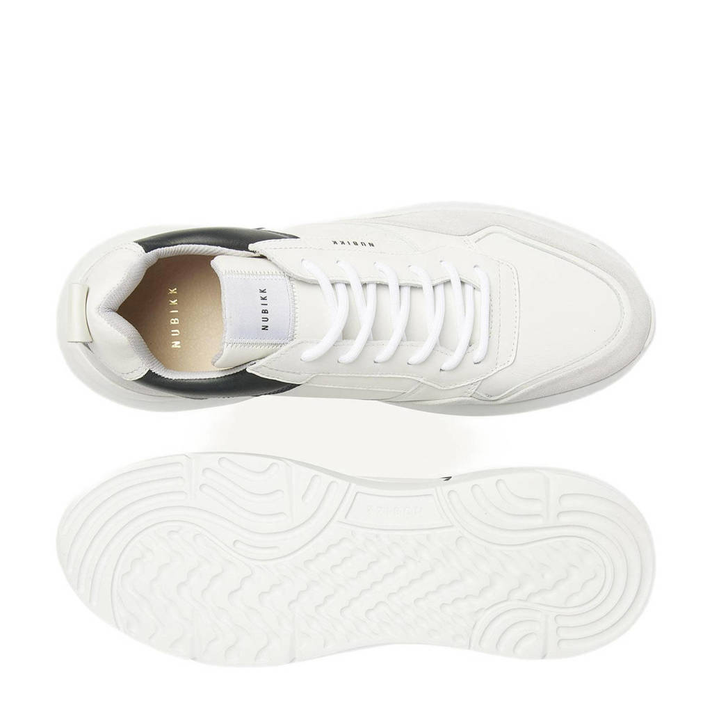 Nubikk leren sneakers wit/donkerblauw