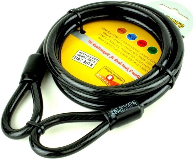 Staalkabel 1.5 m met alarm hangslot 100 db - fietsslot / kabelslot