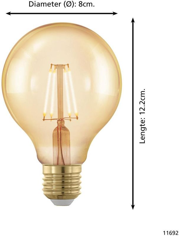 EGLO - Golden Age - Dimbare LED-Lamp - Amber - Glas en Staal