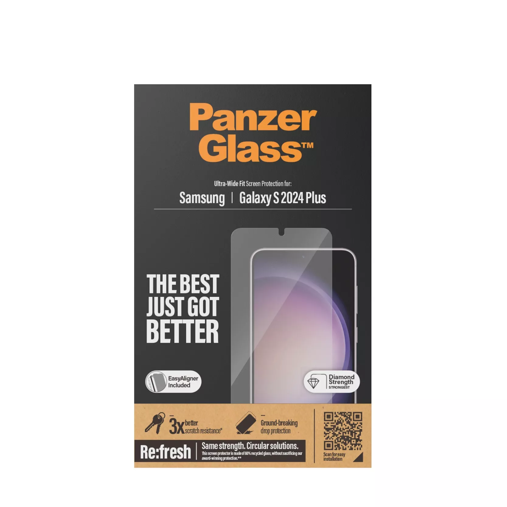 Samsung Galaxy S24  Plus Antibakterielles Ultra Wide Fit Panzer Glas Displayschutz Case Friendly mit Montagerahmen (7351)