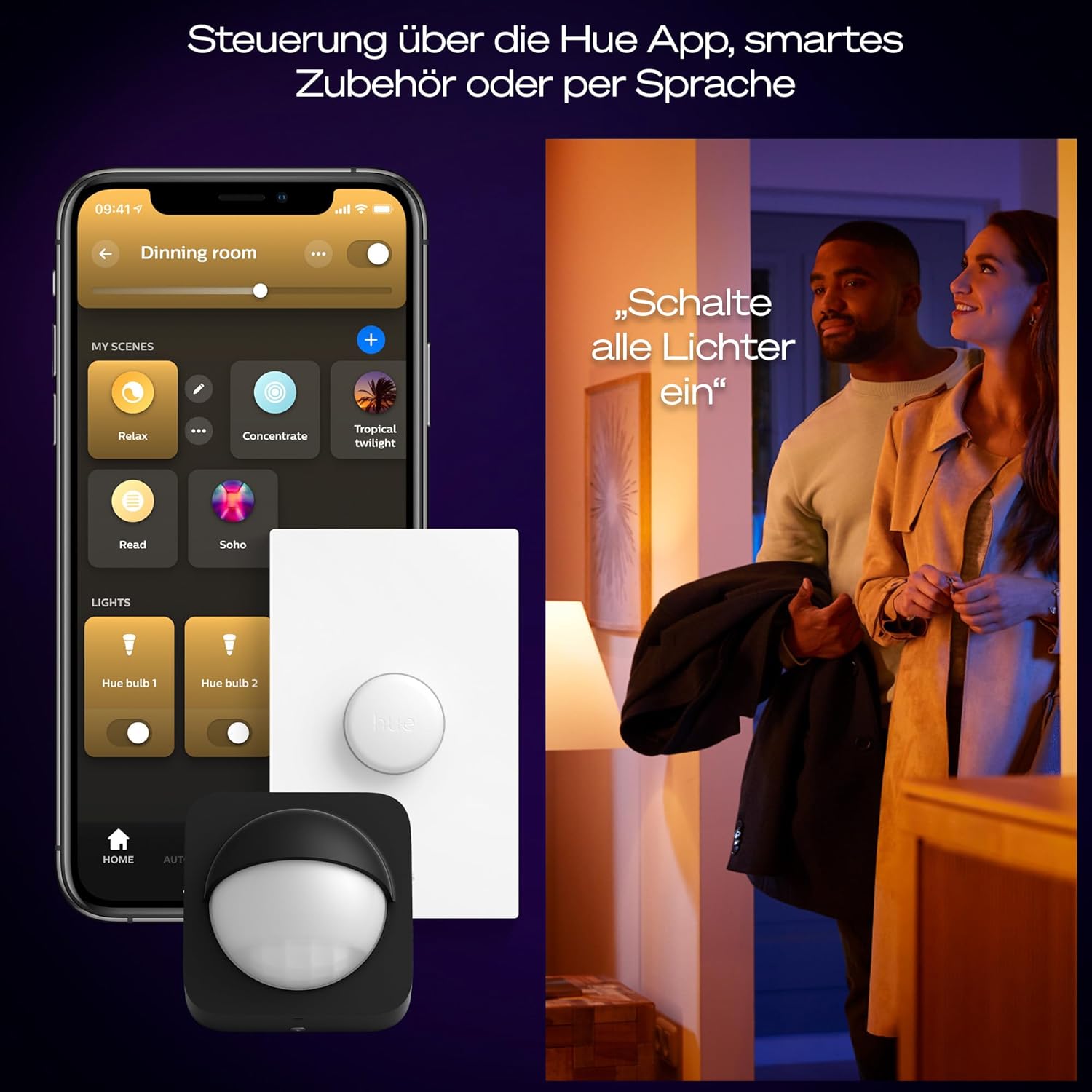 Philips Hue White Ambiance Aurelle smarte LED Panelleuchte, 30x30cm, Innenbeleuchtung, Smart Home Deckenleuchte für Schlafzimmer/Wohnzimmer, neue Generation, weiß