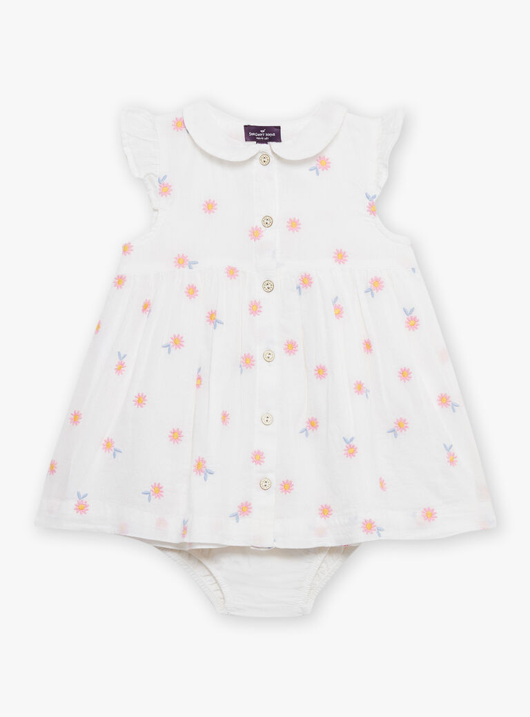 Robe et culotte blanches à imprimé fleuri
