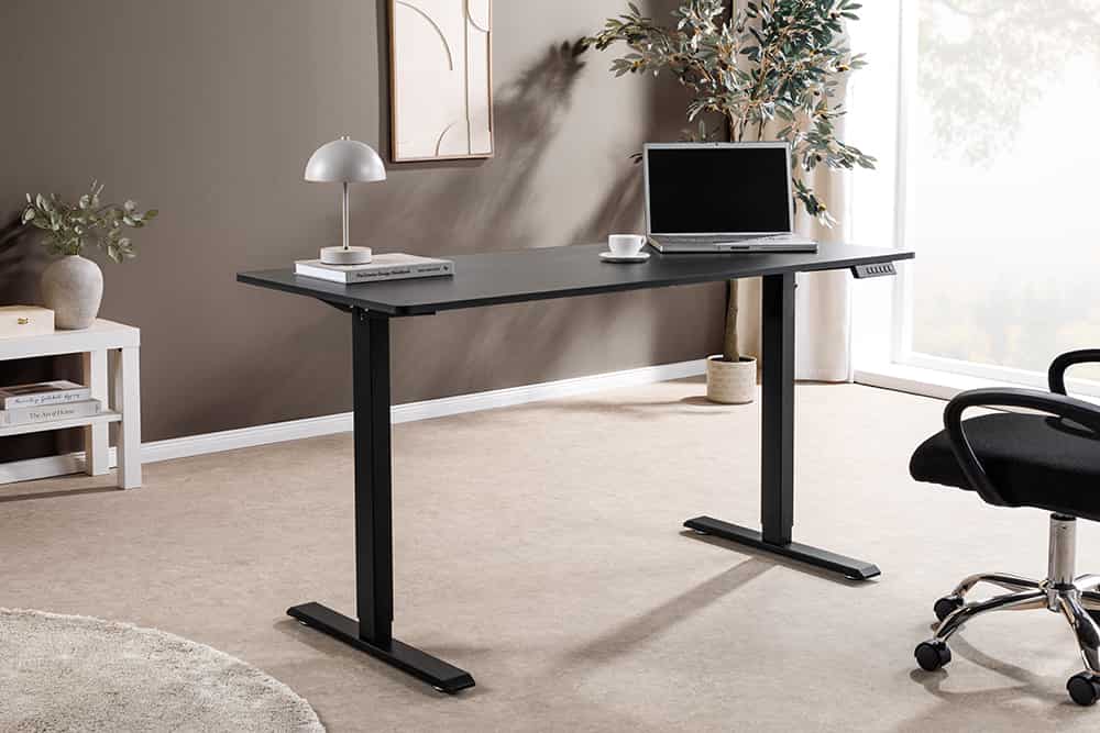 Höhenverstellbarer Schreibtisch BLACK DESK 140cm anthrazit schwarzes Metallgestell