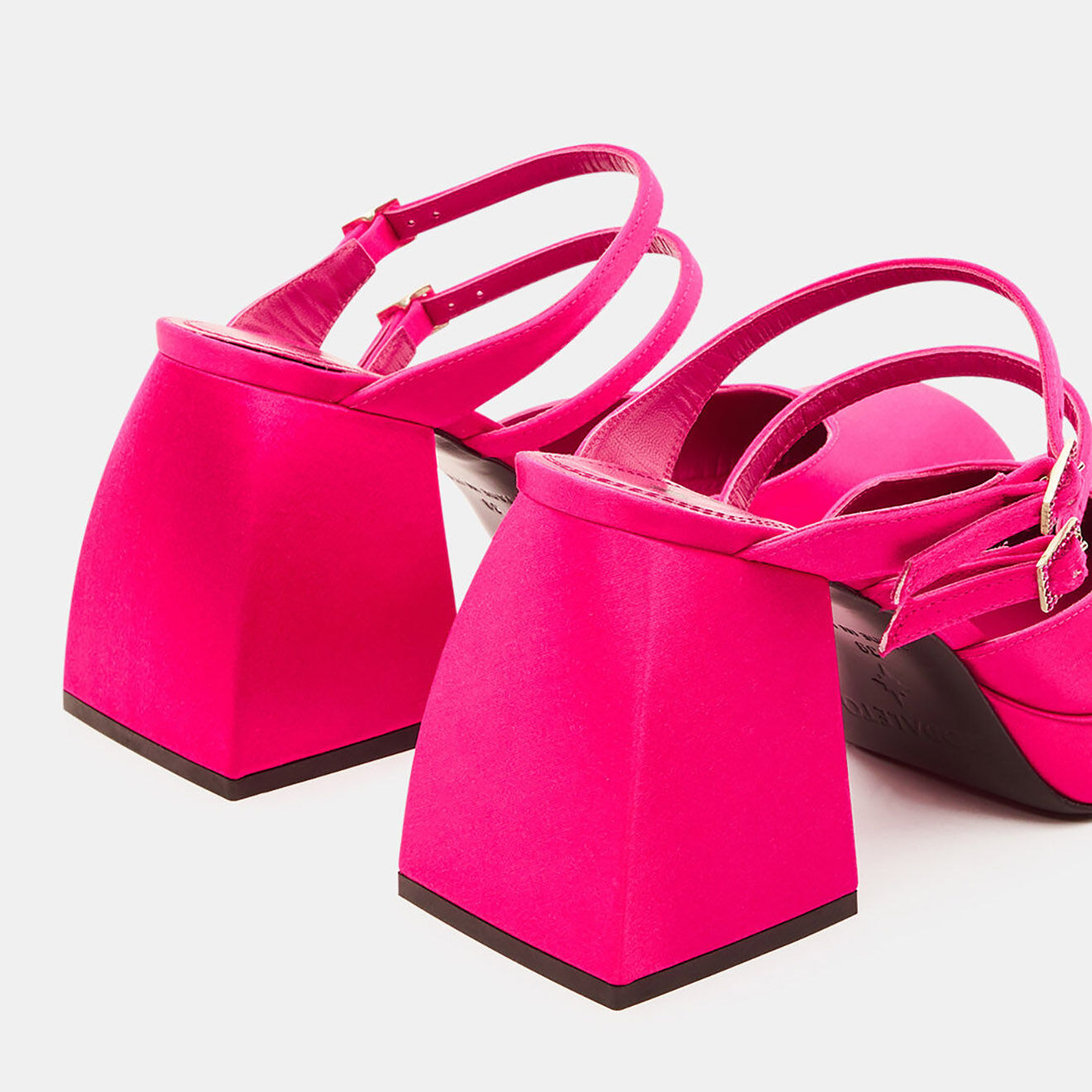 Nodaleto Mules en Satin Effie roses - Talon 8.5 cm