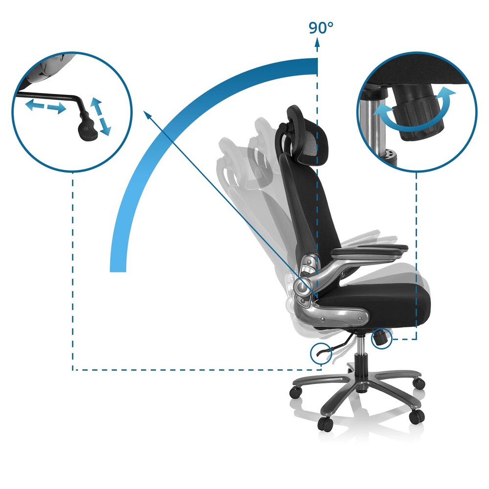 XXL Drehstuhl INSTRUCTOR T I PRO Stoff/Netzstoff mit abklappbaren Armlehnen hjh OFFICE
