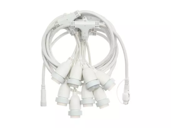 Kit Guirlande Waterproof 5.5m Blanche + 8 Ampoules LED E27 G45 3W de Couleurs Rose
