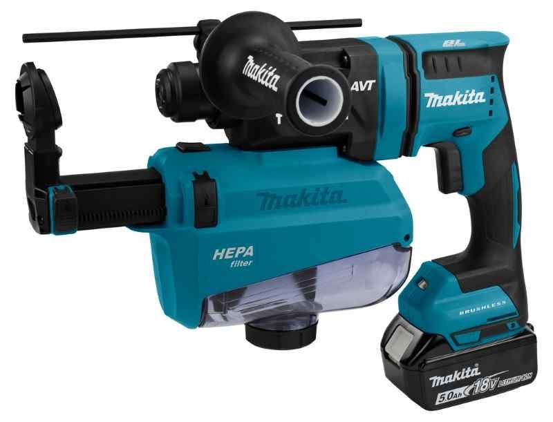 Makita DHR182TWJU 18V Li-ion accu combihamer set (2x5.0Ah) incl. stofafzuiging en AWS in Mbox