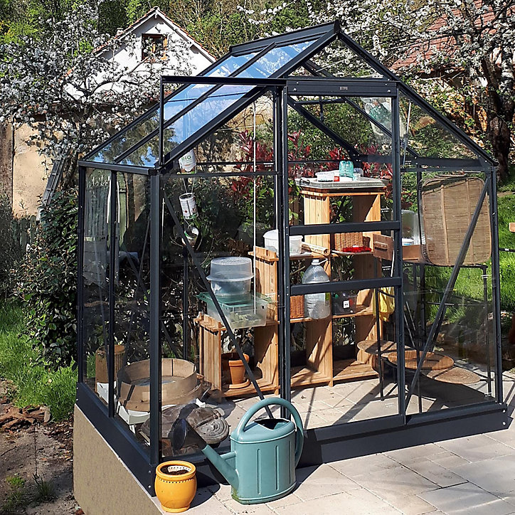 Serre en verre Lams Allium anthracite 2,50m²