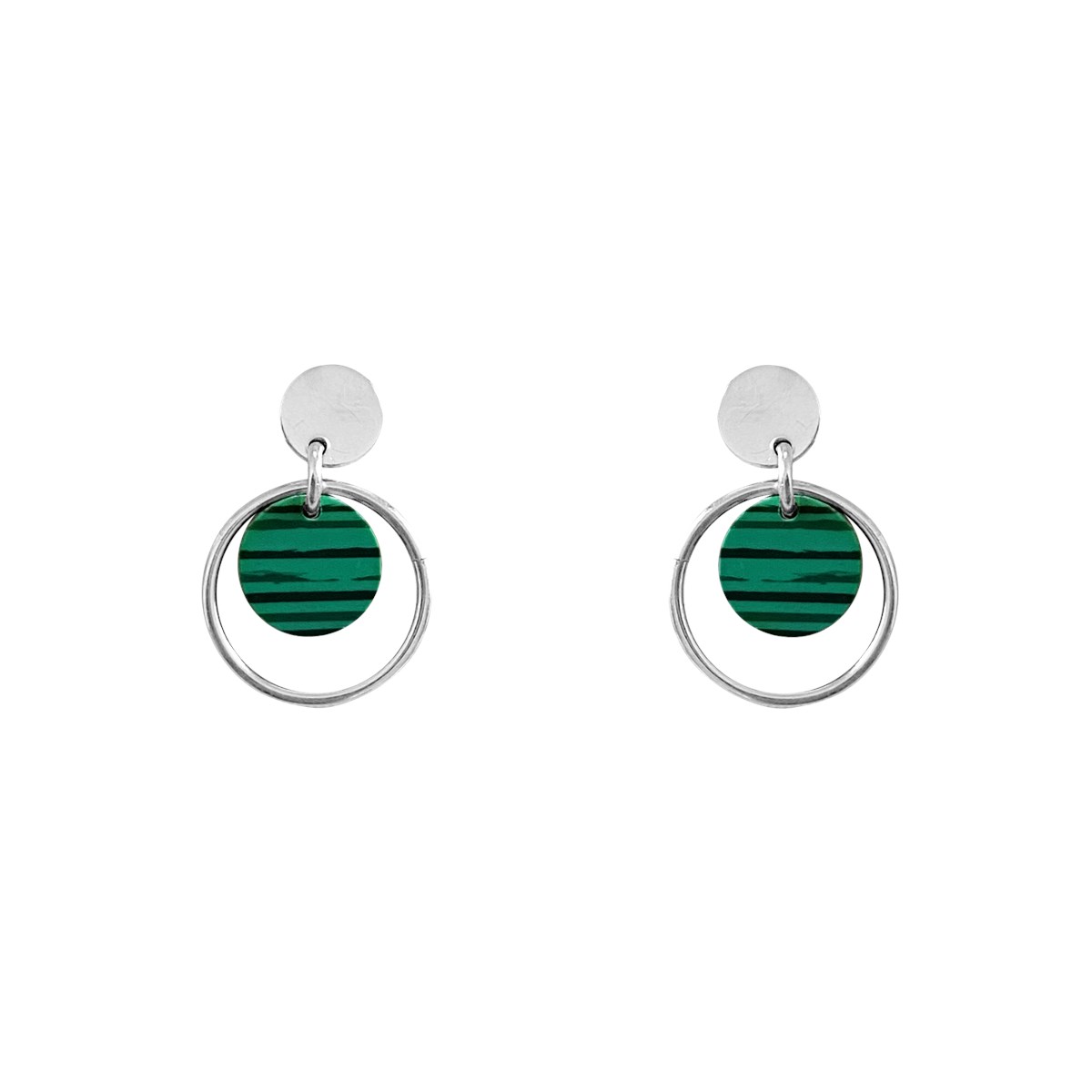 Boucles d'oreilles en argent 925 rhodié et pierre reconstituée 