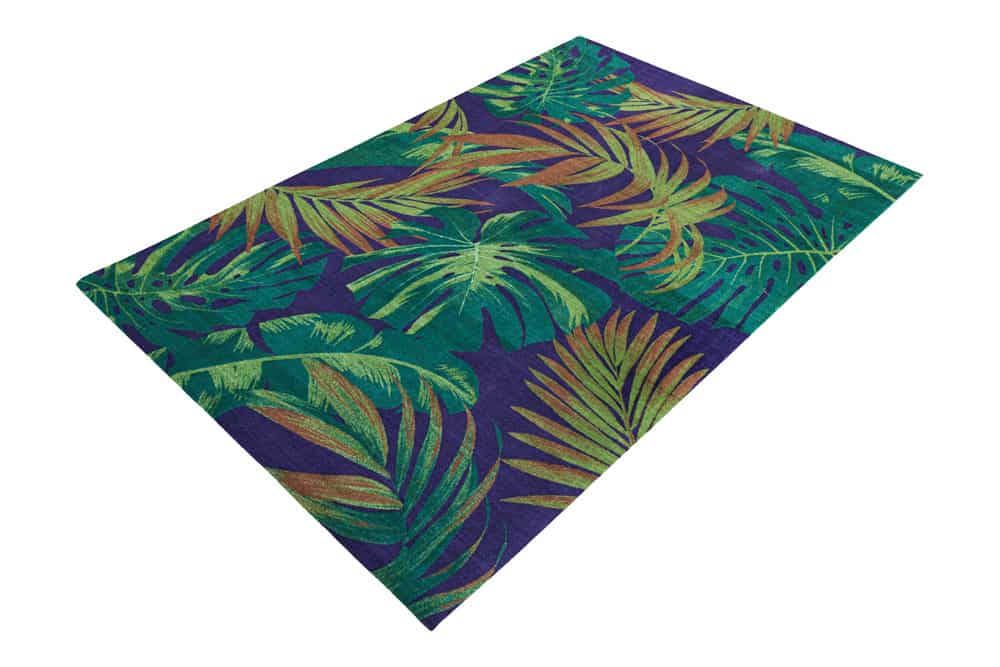 In- und Outdoor Teppich LEAF 240x160cm grün blau Blatt-Design wetterfest