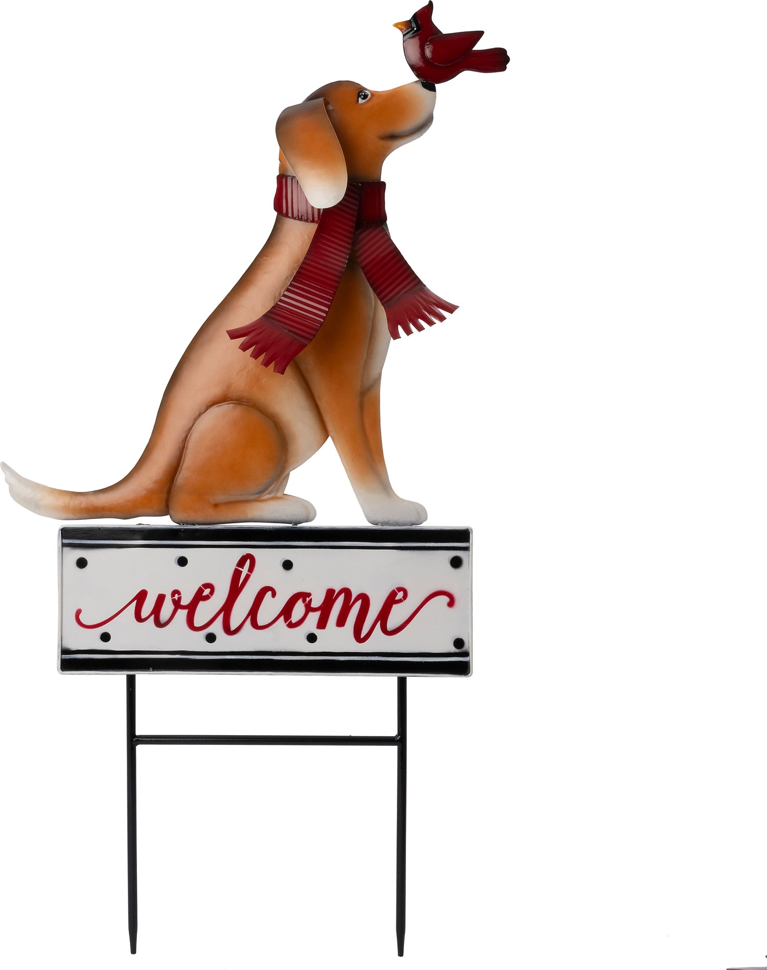 Intratuin tuinsteker hond welkom bruin / rood / wit 43 x 4 x 80 cm