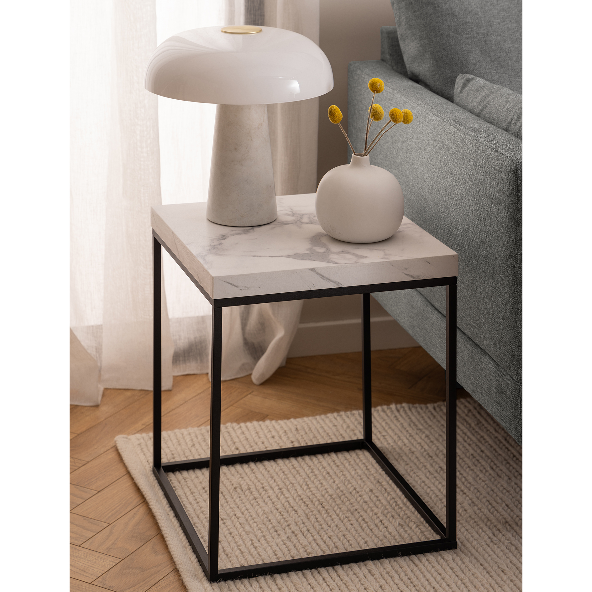Couchtisch BAROSSA - weiß-schwarz - 40 cm