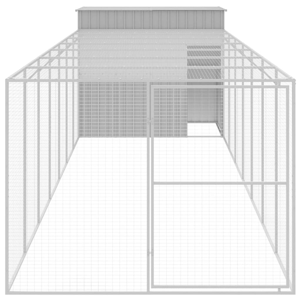 Canil vidaXL, aço galvanizado, cinza claro, 214 x 1069 x 181 cm