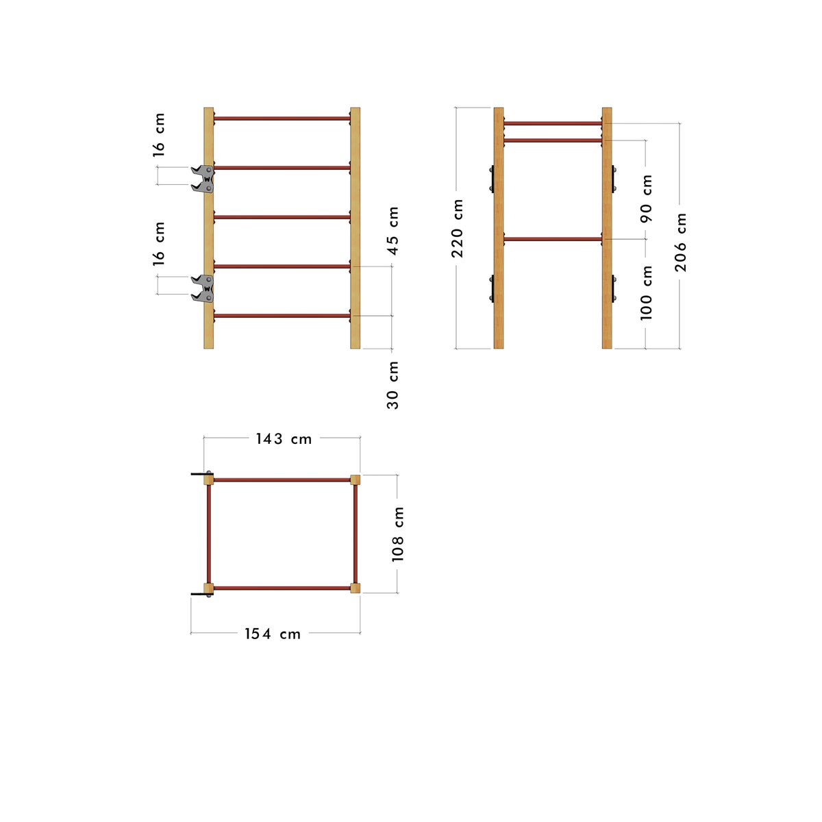 WICKEY FIT Base 410 – outdoor fitnesstoestel – rood