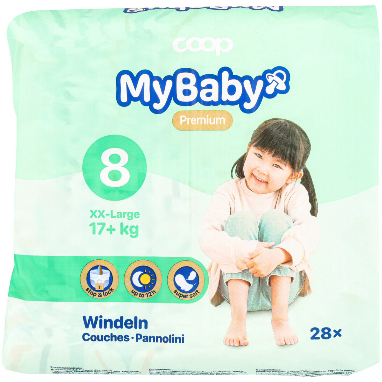My Baby Windeln Premium XXLGrösse 8, 17+kg, 28 Stück