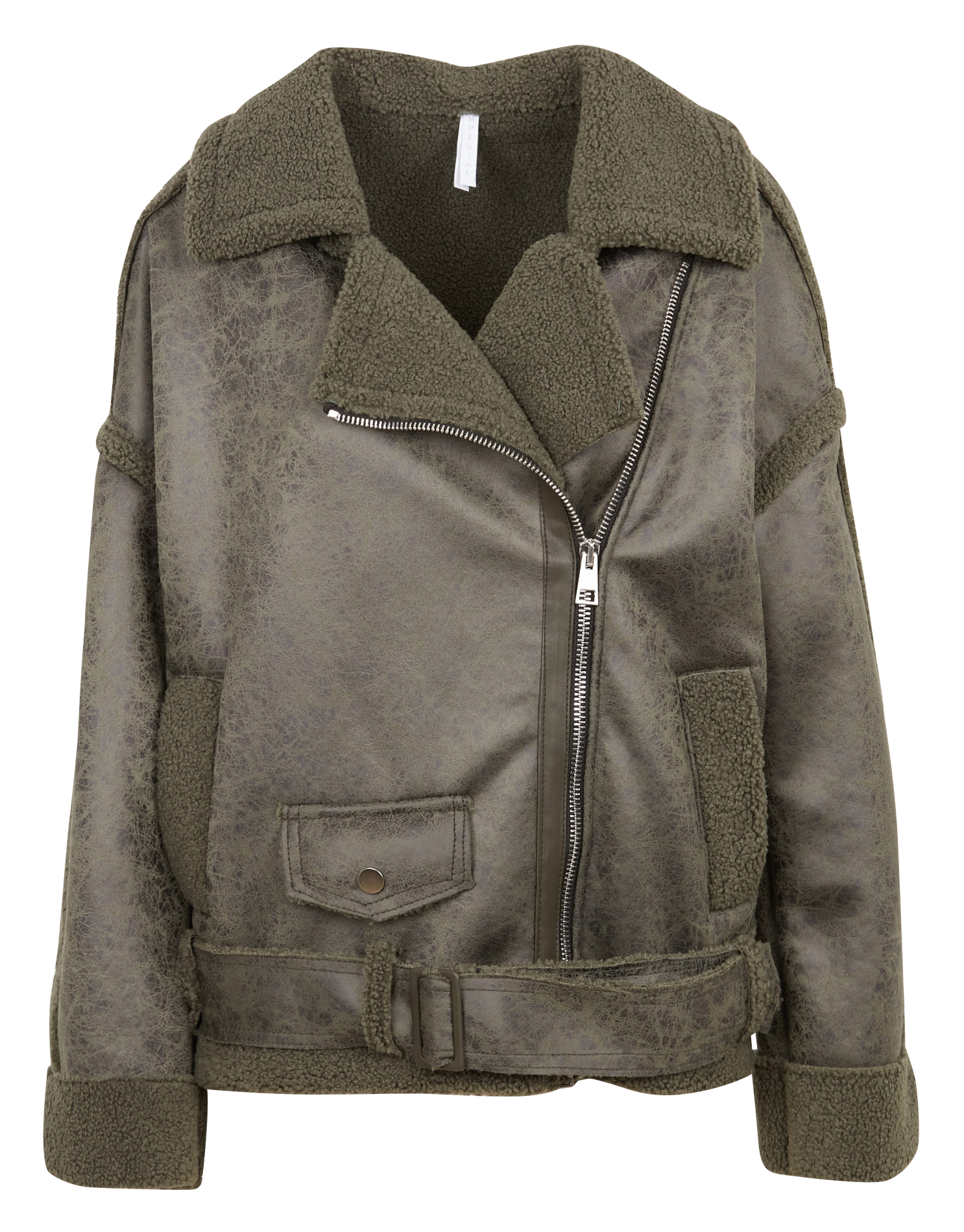 Blouson col classique fourré| Vert