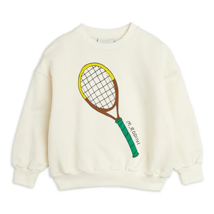 Mini Rodini Sweat Raquette de Tennis Coton Bio | Ecru