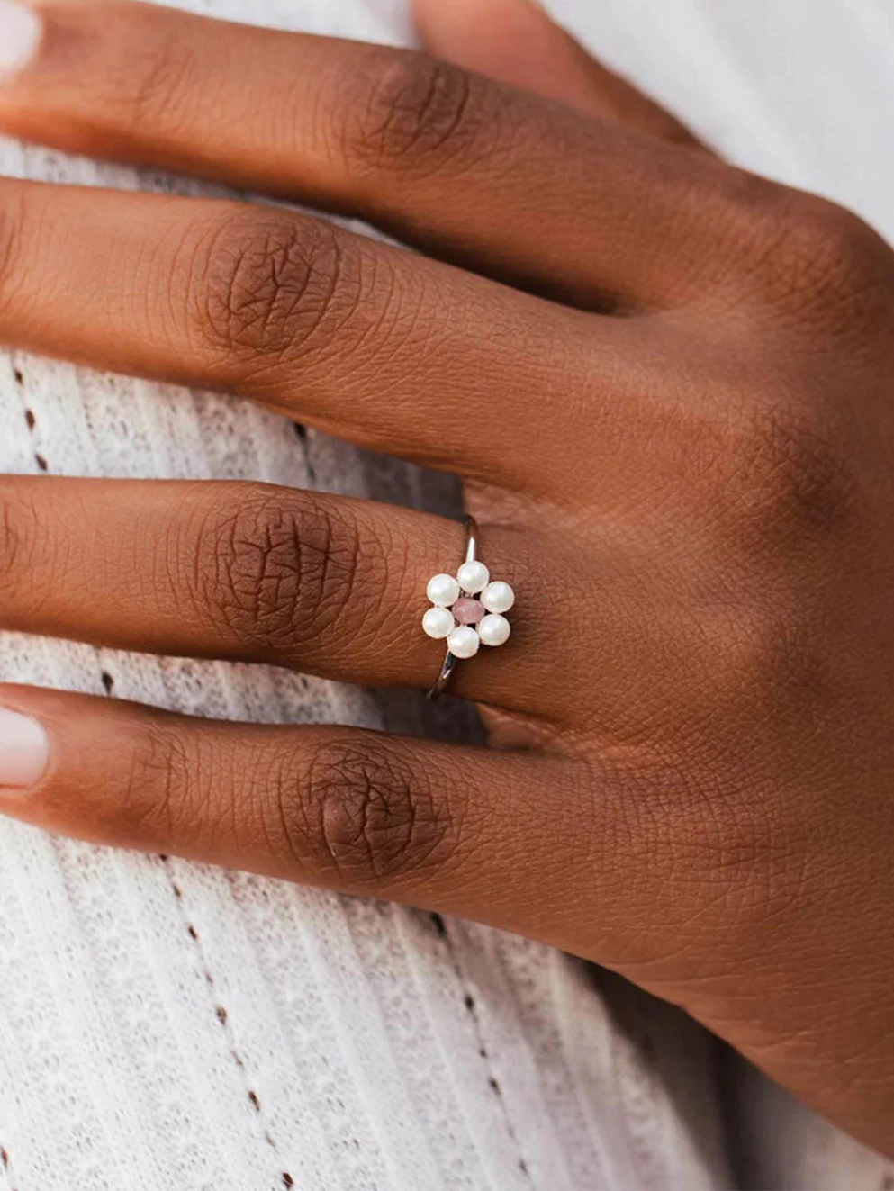Pura Vida Bitty Pearl Flower Jewellery silver