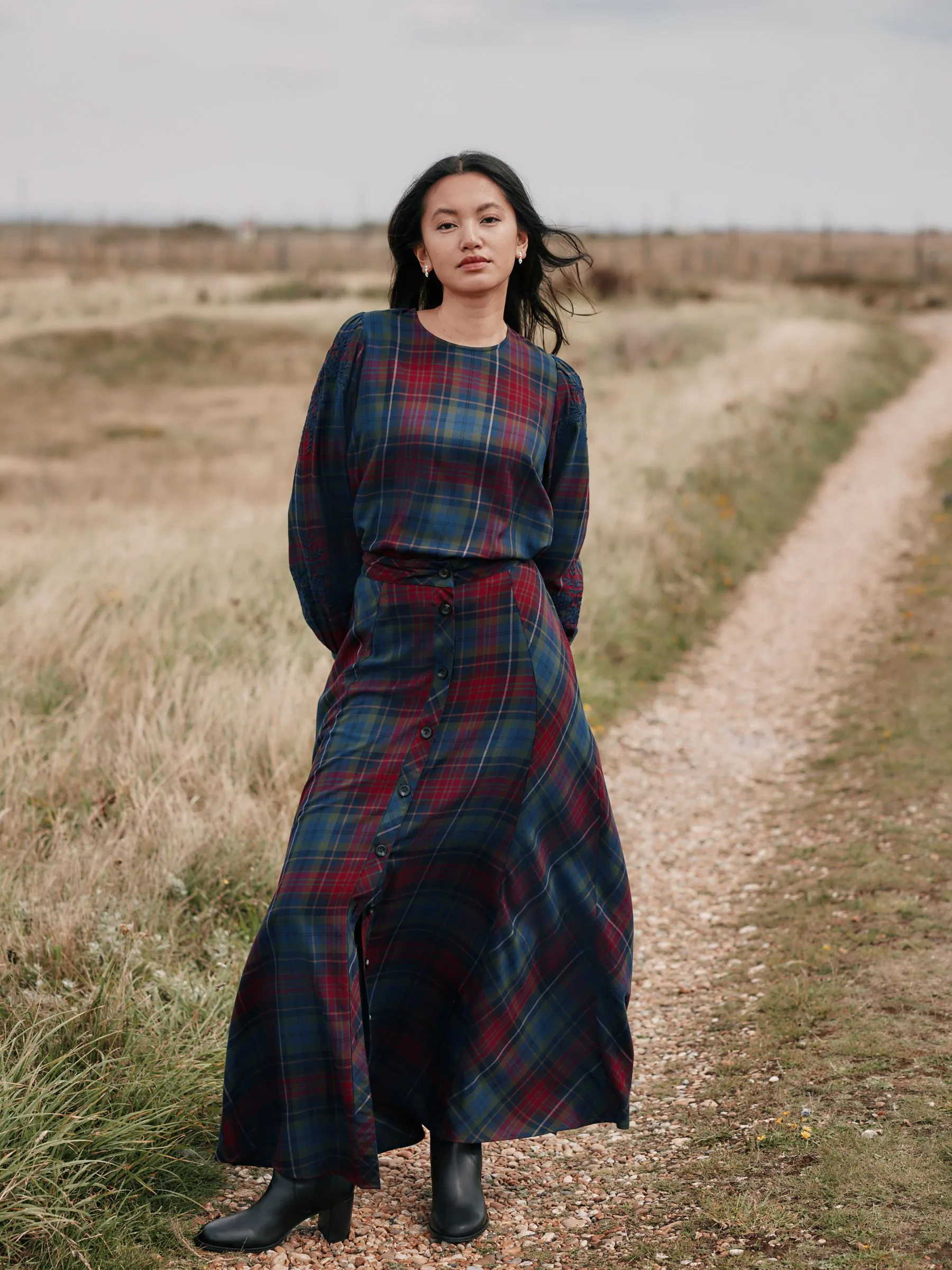 Laura Ashley Check Co-ord Blouse with Embroidery