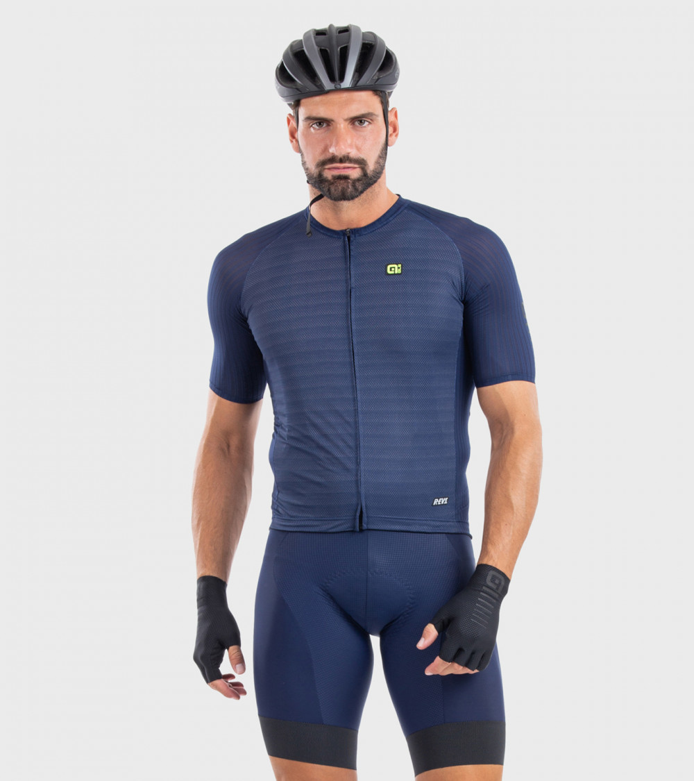 Ale R-EV1 Silver Cooling Fietsshirt Korte Mouwen Blauw Heren