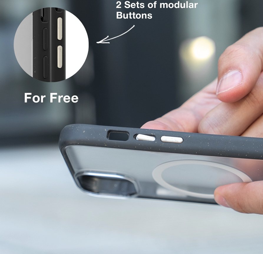 iPhone 14 Pro MagSafe ClearCase Schutzhülle Vegan Biologisch Abbaubar (ECO640) - Schwarz / Transparent