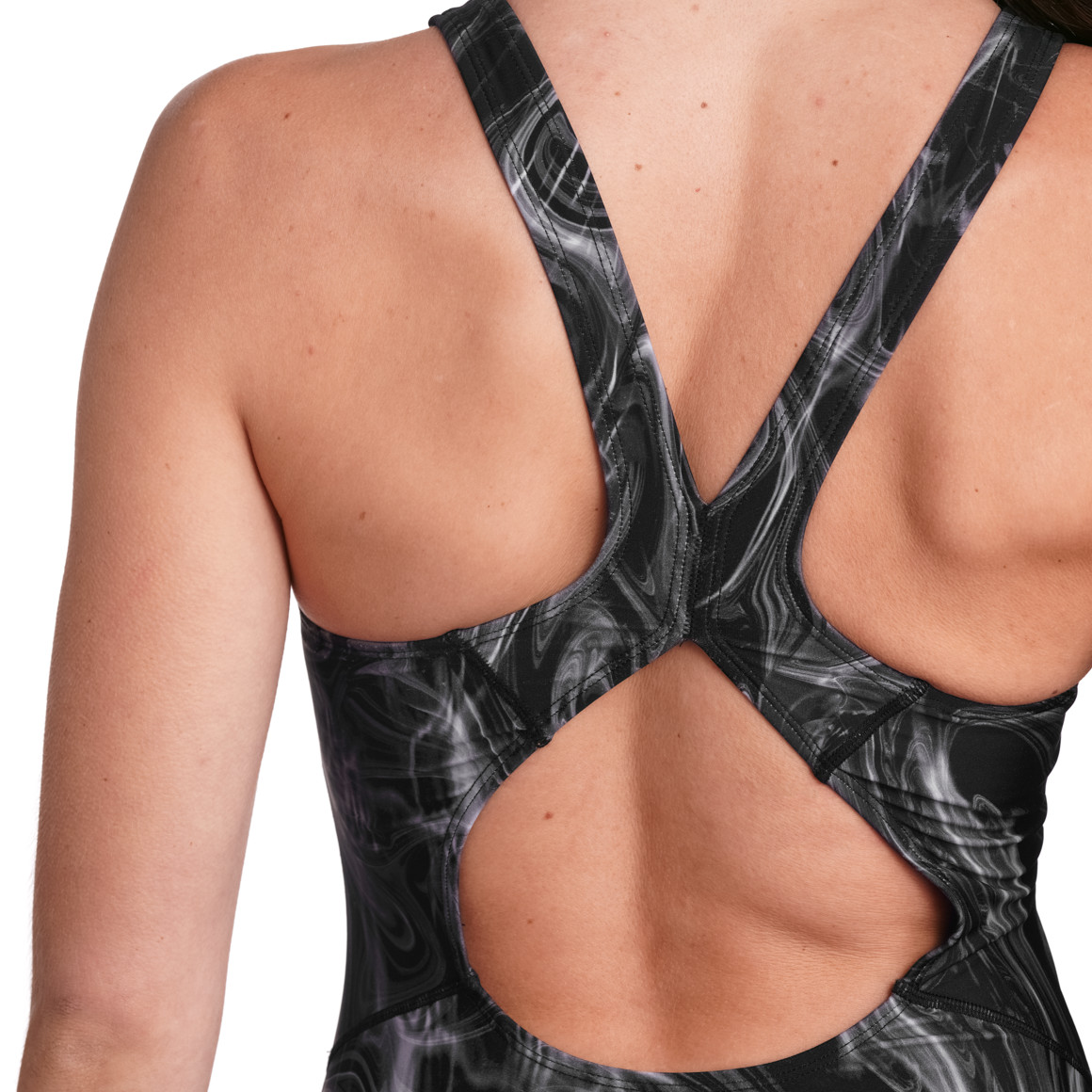 Gina Sports Damen  Sport-Badeanzug mit Allover-Muster schwarz