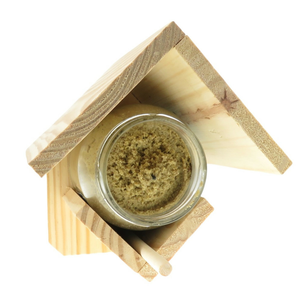 1 pot de beurre d'arachides et son support h15 cm, pour oiseaux