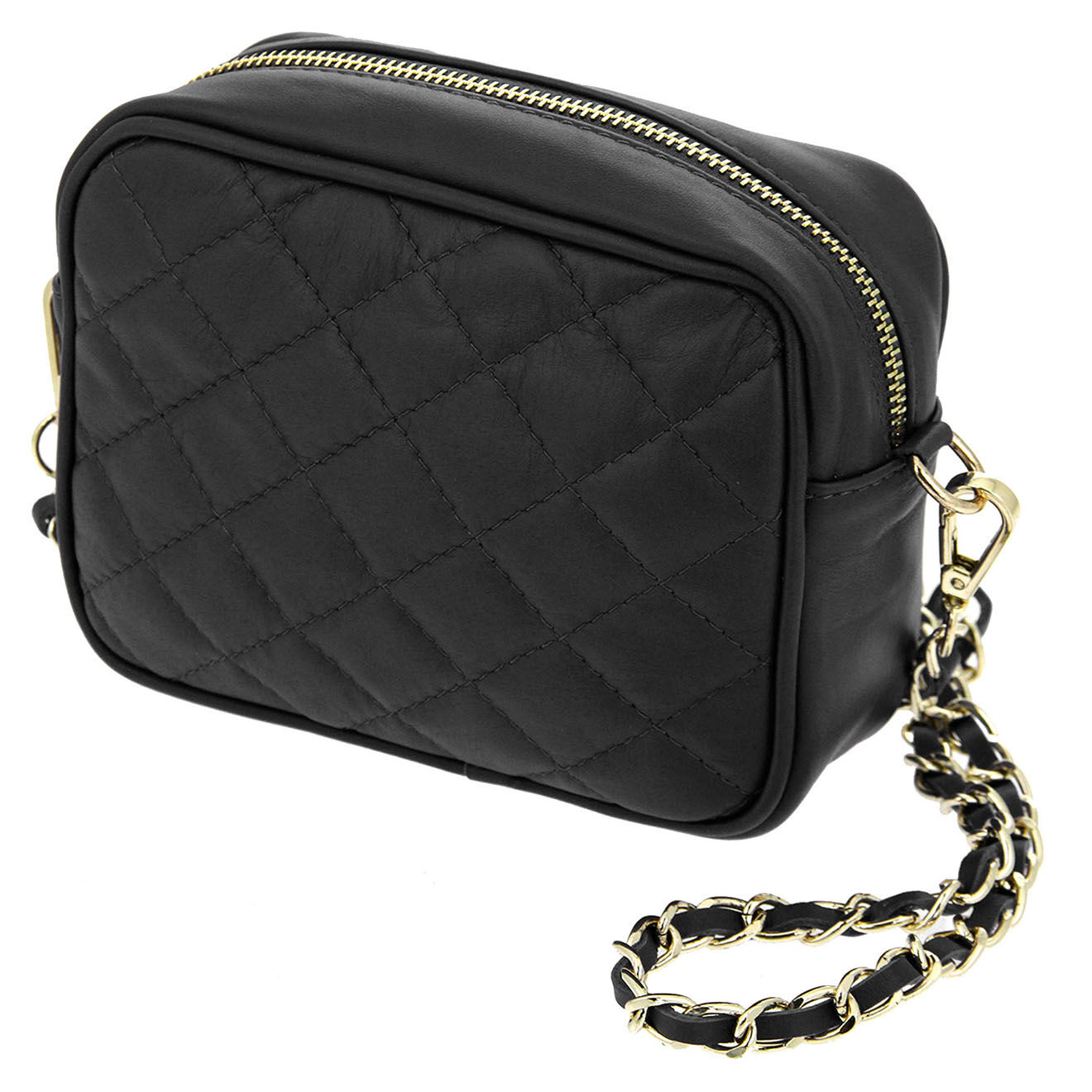 Christian Laurier Sac bandoulière  en Cuir matelassé Faye noir - 20x14.5x6 cm