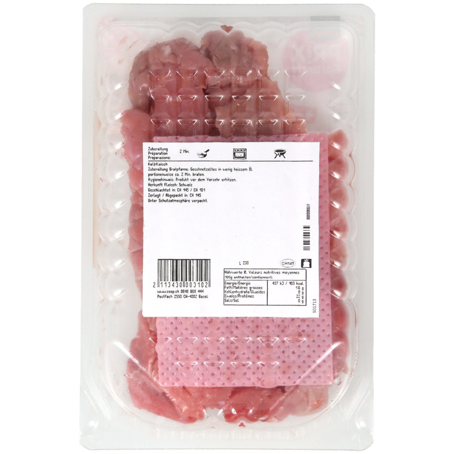 Prix Garantie Kalbs Geschnetzeltes ca. 320g