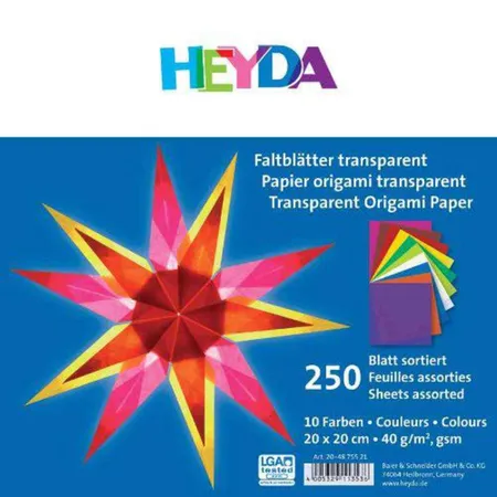 Heyda 204875521 Faltpapier, transparent, 40g, 20 x 20cm, 250 Blatt