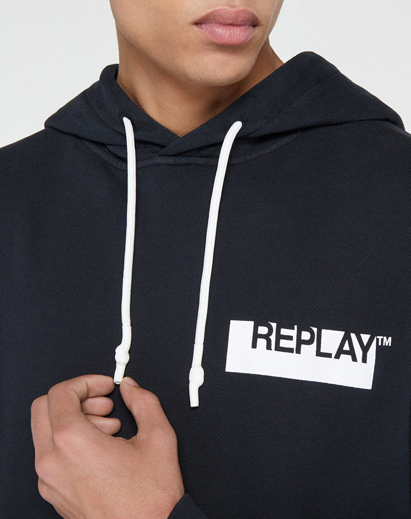 Replay Sweat hood logo chest noir