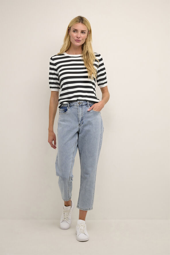 Kaffe KAmilo Short Sleeve Knit Chalk/black deep stripe