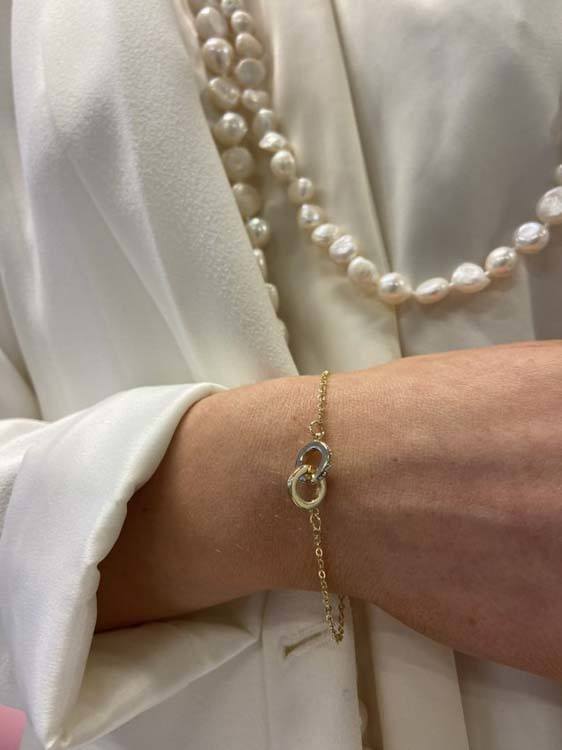 Snö Of Sweden Connected Chain Bracelet Gold/Clear 16-17cm