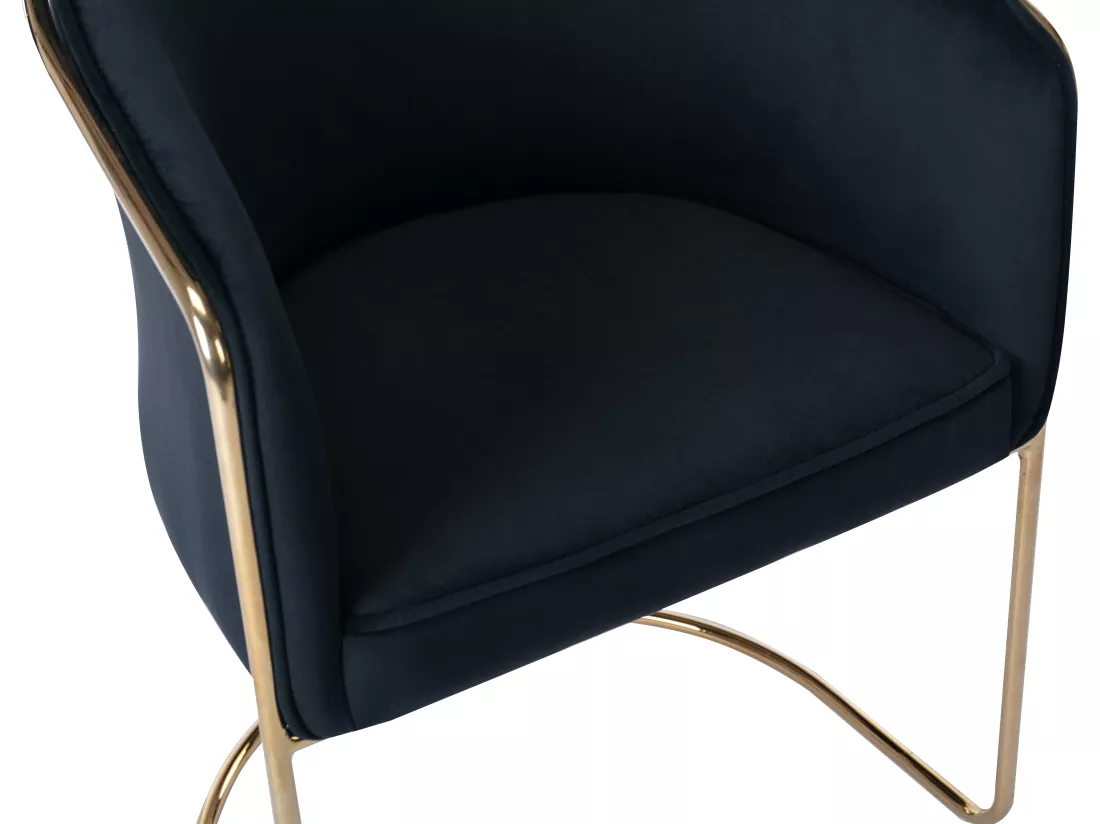 Lot de 2 chaises avec accoudoirs en velours et métal - Noir et doré - JOSETHE de Pascal MORABITO