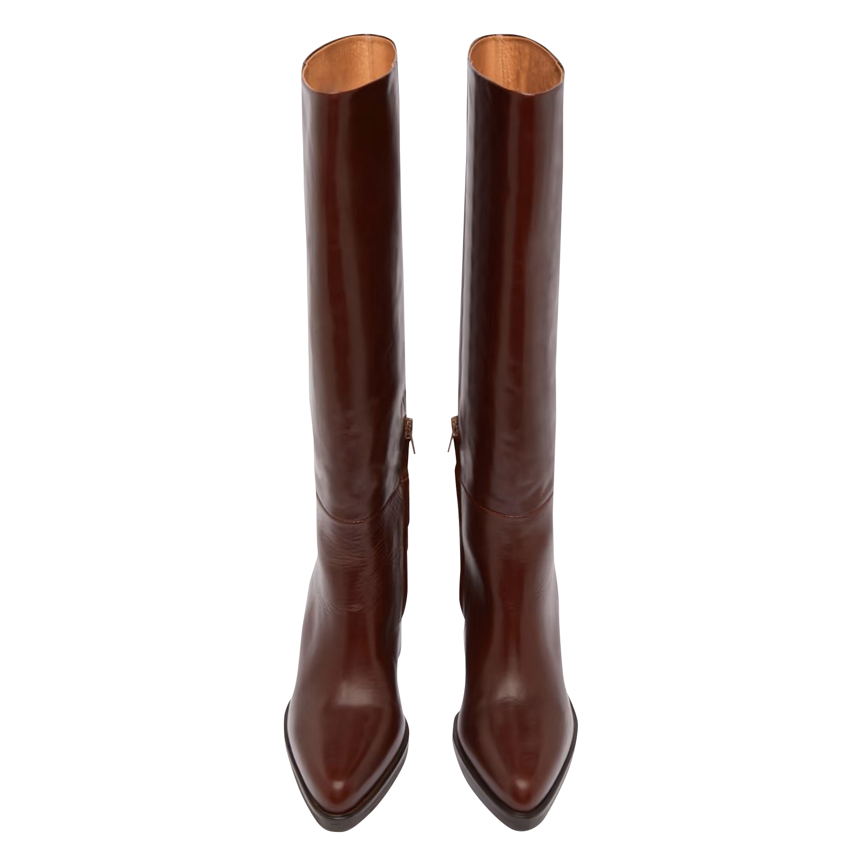 DICKINSON - Bottes à talons en cuir| Marron