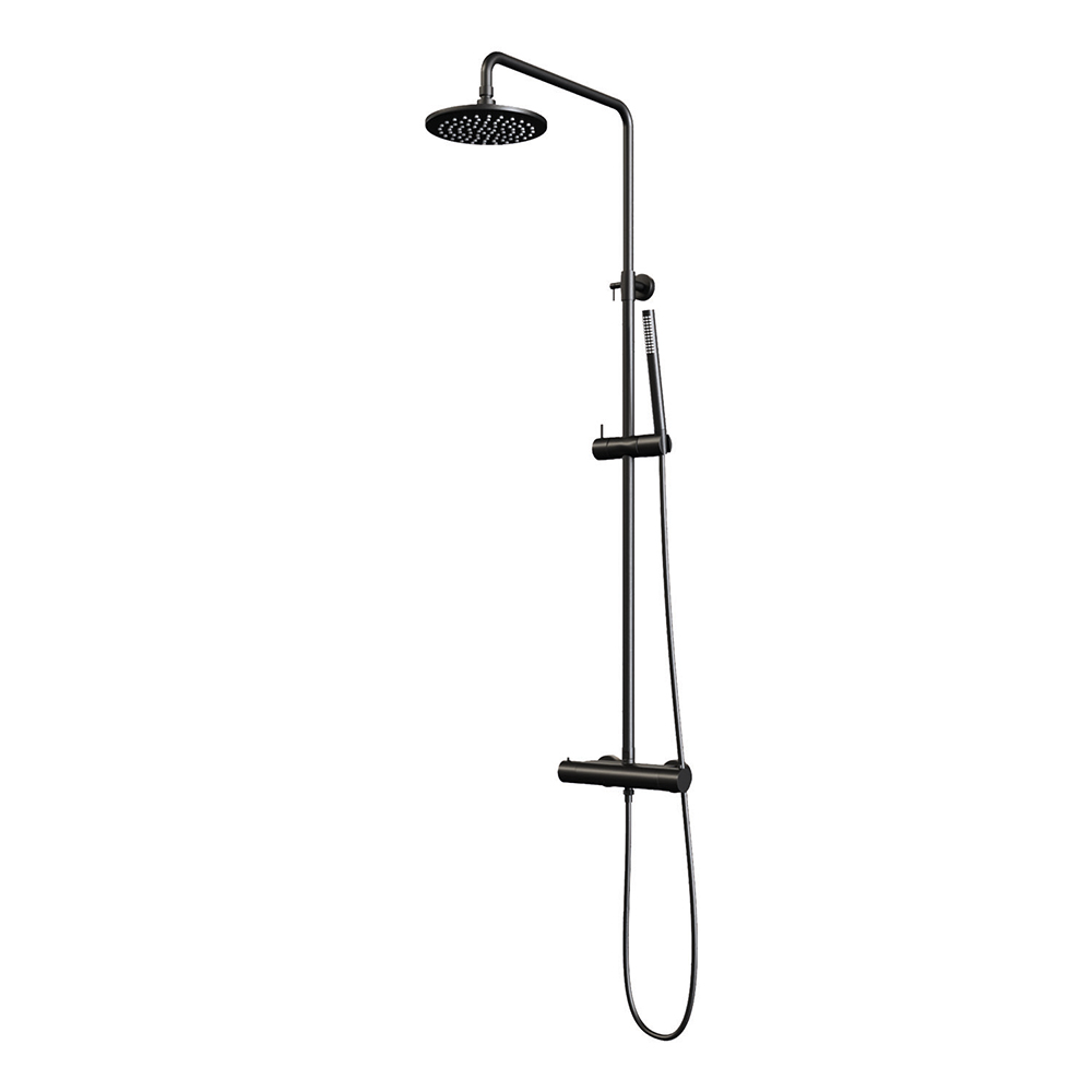 Brauer Black Edition opbouw regendoucheset met staafhanddouche en hoofddouche 20cm zwart mat